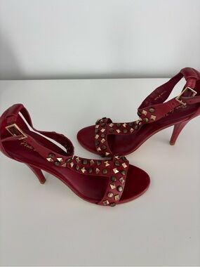 Red Studded High Heel Sandals - by Pour La Victoire